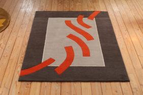 Errance, tapis rectangle, gris, orange