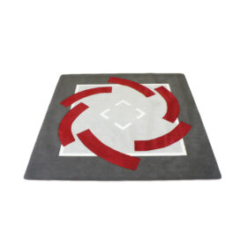 tapis architecte carré rouge gris