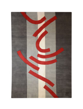 tapis graphique gris et rouge