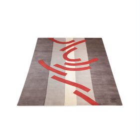 tapis géométrique gris rouge